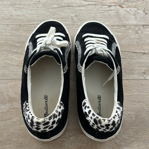 Madewell Sidewalk Leopard Fur Print Black White Vans Tennis Shoes Flats Sz 9M - Picture 6 of 10